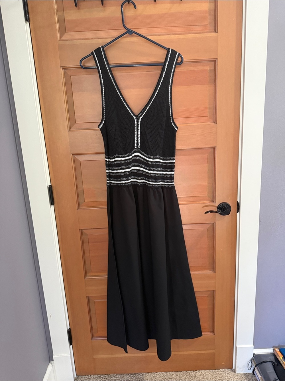 Lands' End Black Midi Dress with Silver Accents